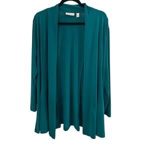 Susan Graver Teal Green Open Front Cardigan Wrap Top - Petite XL